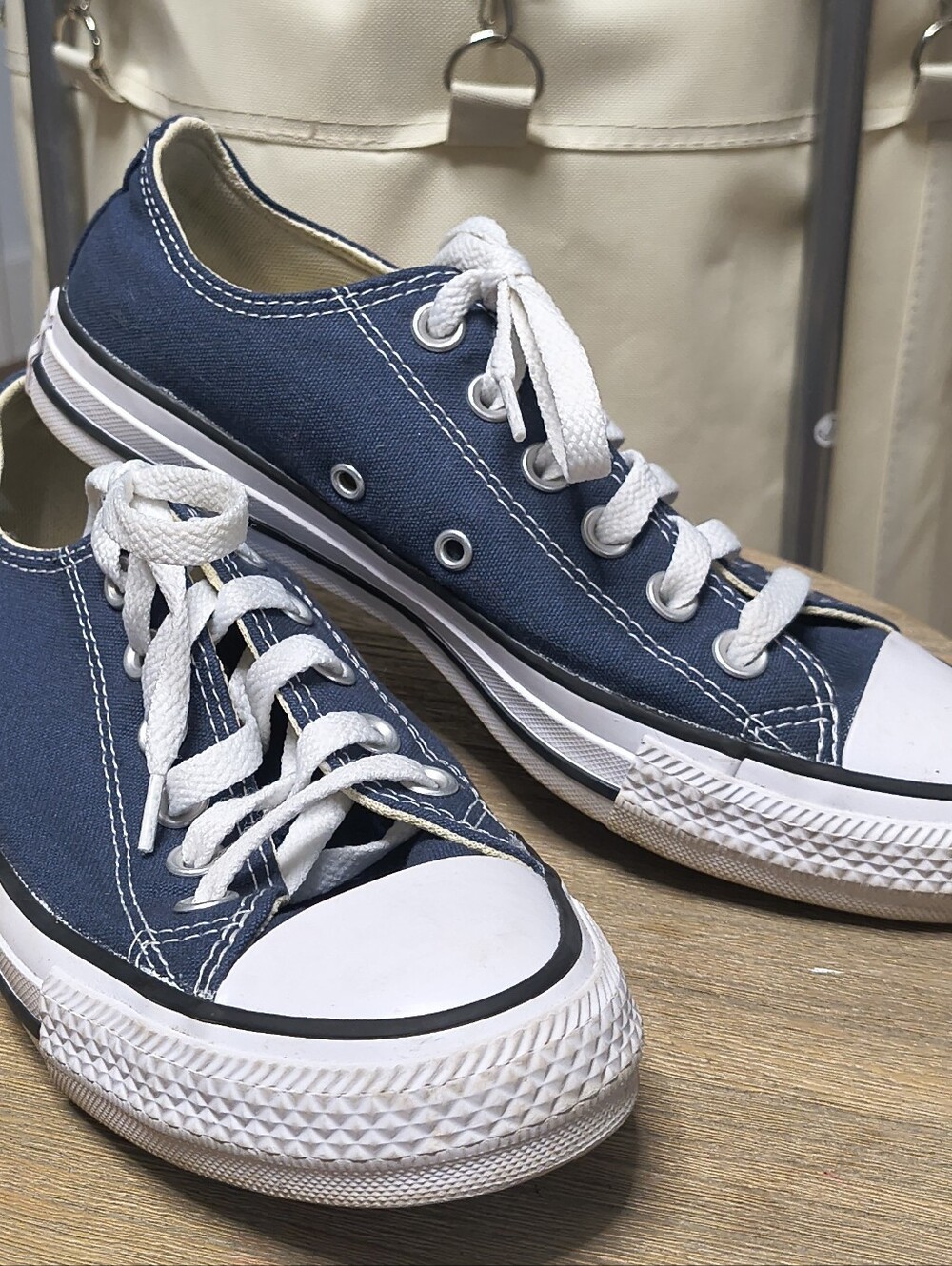 Classic Converse Canvas Low-Top Sneakers in Navy with White Trim
